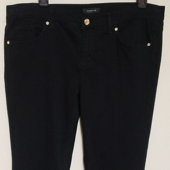 🌟BEBE Black Skinny Jeans with Rhinestone buttons and studs - Picture 5 of 12